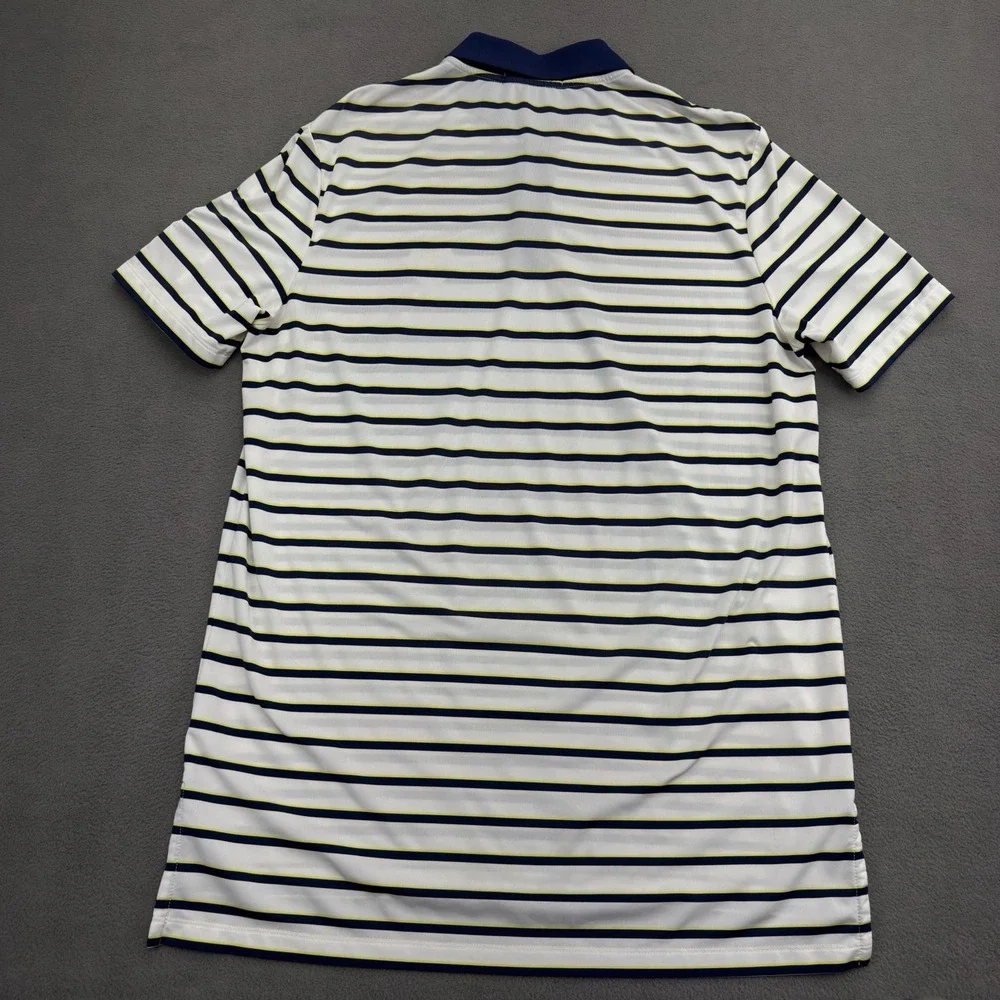 Ralph Lauren RLX PGA Senior Championship Polo Shirt Mens M‎ White Navy Striped